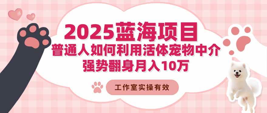 （16489期）2025蓝海项目：普通人如何利用活体宠物中介，强势翻身月入10万-小优资源网