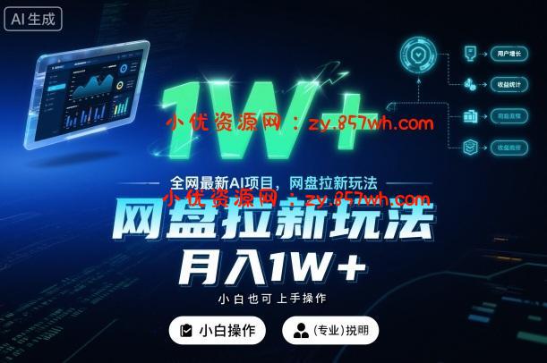 全网最新AI项目,网盘拉新玩法,小白也可上手操作,月入1W+【揭秘】-小优资源网