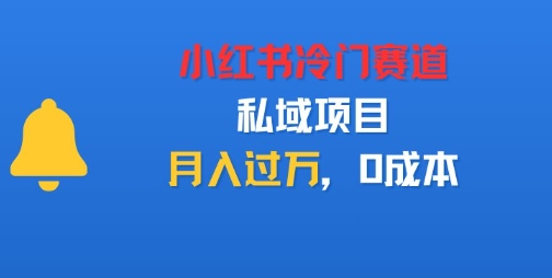 小红书冷门赛道，私域项目，月入过1W，0成本-小优资源网