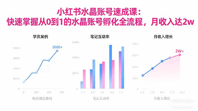 2025小红书水晶账号速成课:快速掌握从0-1水晶账号孵化全流程,月收入达2w-小优资源网